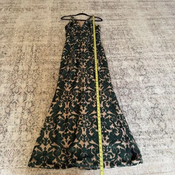 Dress the Population Karen Dress Green Lace Mesh Sequin Formal Prom Size Large - Picture 10 of 15
